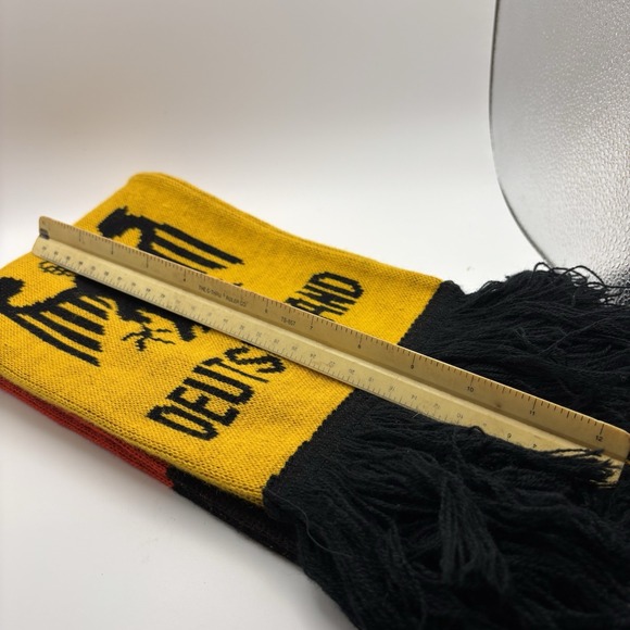 Deutschland Football Soccer Supporters Scarf 4 Ft Tassels Red Black Gold - Picture 4 of 4